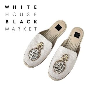 WHBM Josi Pineapple Espadrille Slides Mules